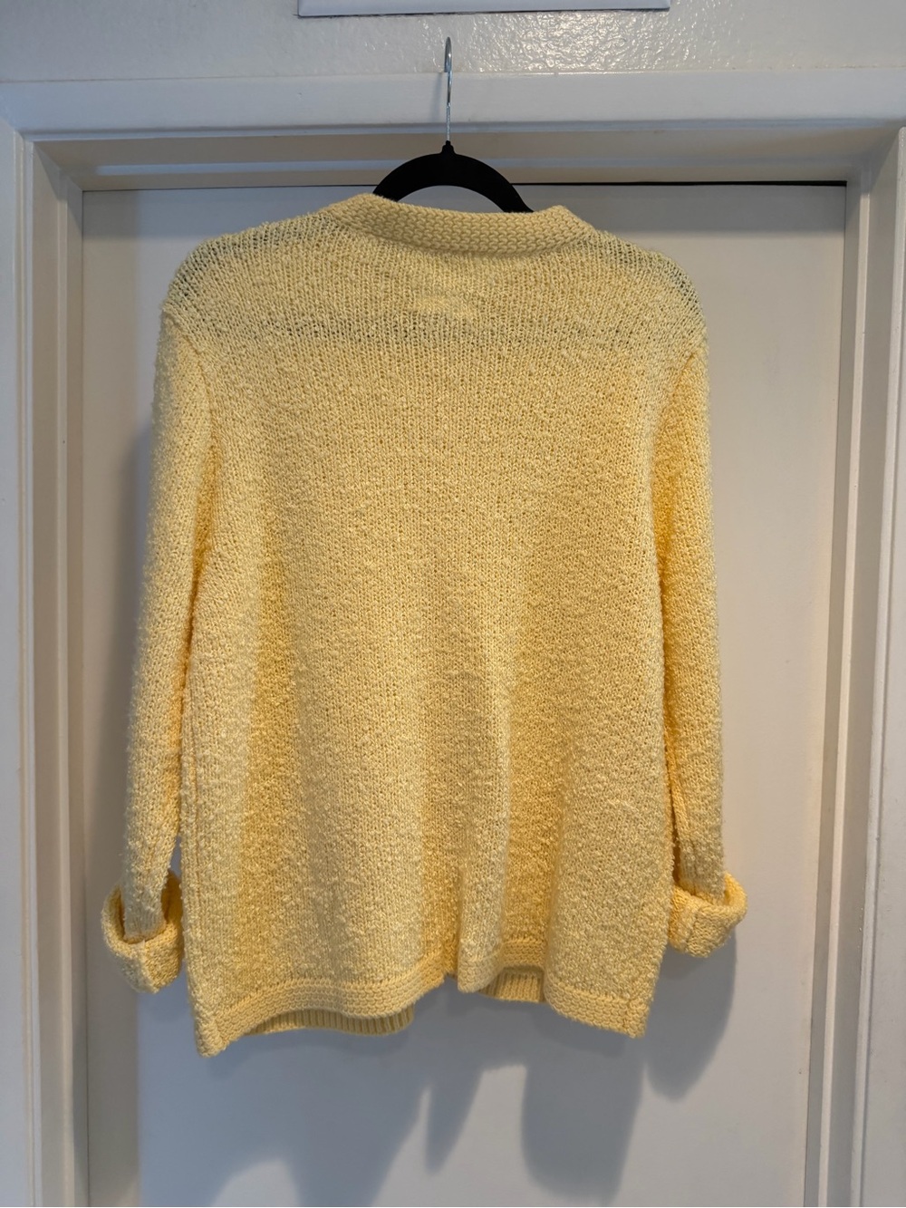 Vintage Yellow Bouclé Sweater Cardigan - Picture 2 of 4